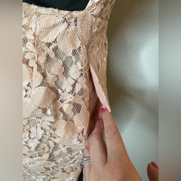BCBGeneration peachy pink blush lace floral backless dress pockets - Picture 4 of 15